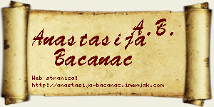 Anastasija Bačanac vizit kartica